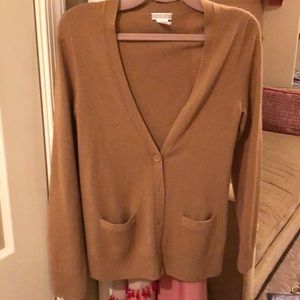 J. Crew 100% cashmere cardigan in tan/brown